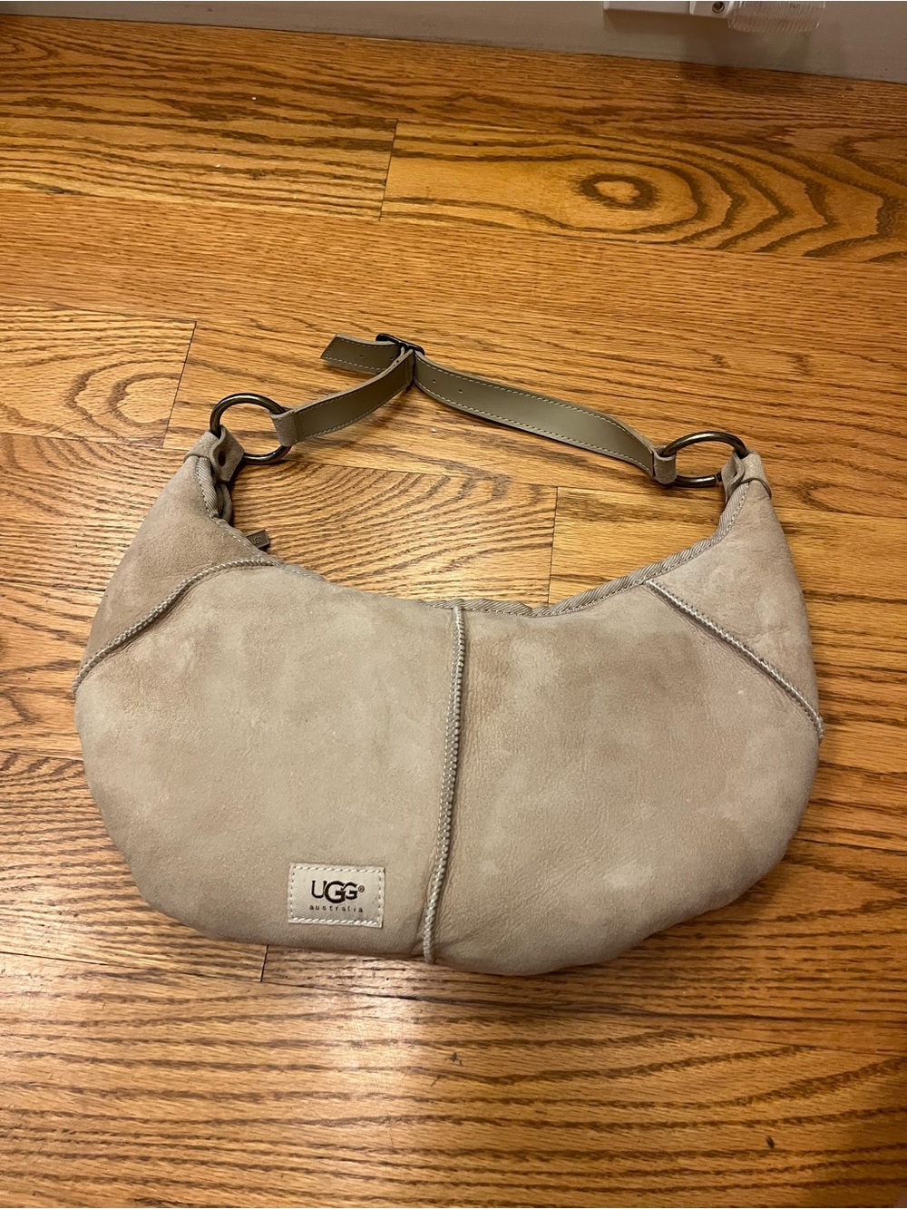 UGG Suede Crescent Shoulder Bag in Taupe